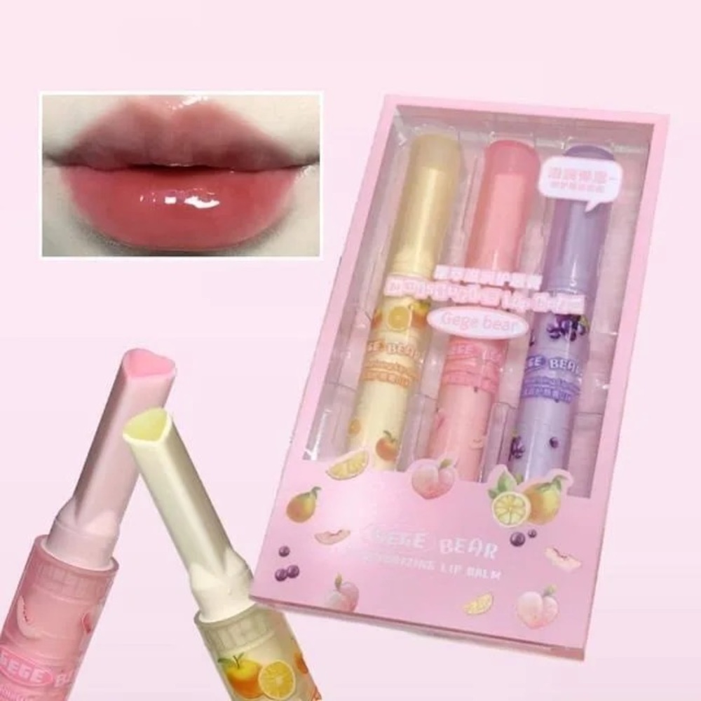 Moisturizing Lip Balm Set - Pink, Cream, Purple
